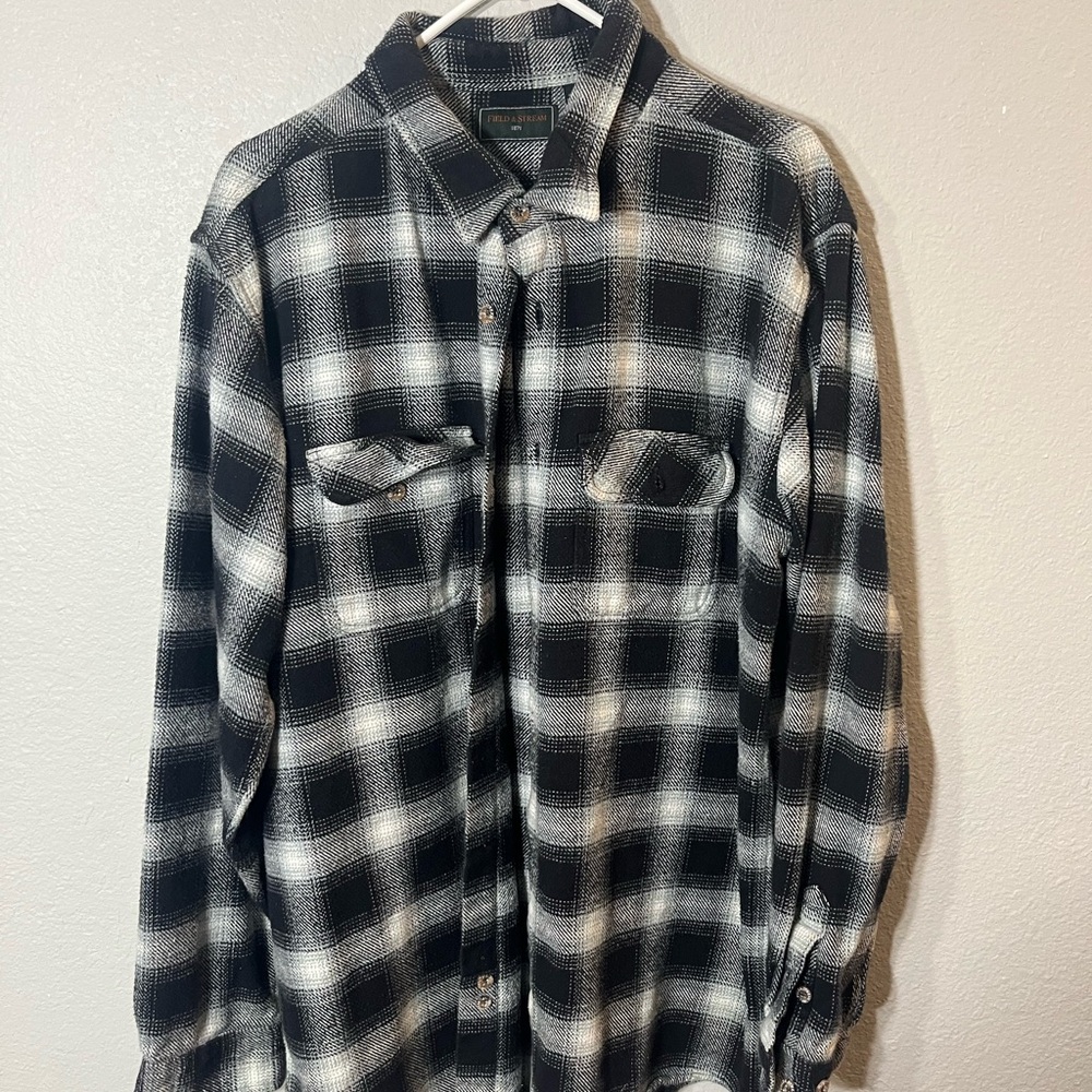 Field & Stream Black and White Plaid Flannel Shacket